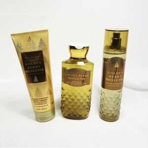 Bath & Body Works Golden Berry Mistletoe Body Wash & Body Cream Set